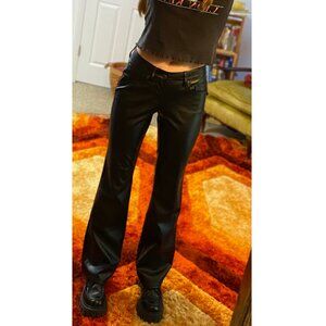 Low Rise Flare Faux Leather Black Pants Size 00